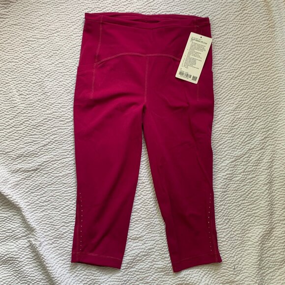🌸 Lululemon Swift Speed High-Rise Crop 17" – Wild Berry Size 8 NWT #Barbiecore - Picture 2 of 5